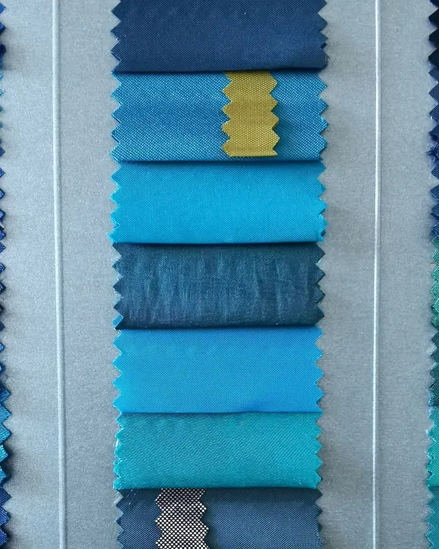 Blue and teal fabric swatch strip